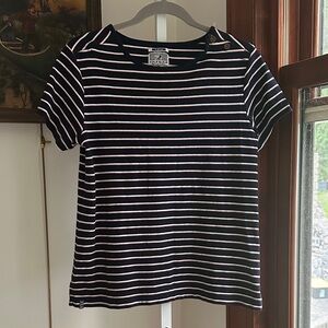 Voile Bleue XL Navy, red and White Striped TEE